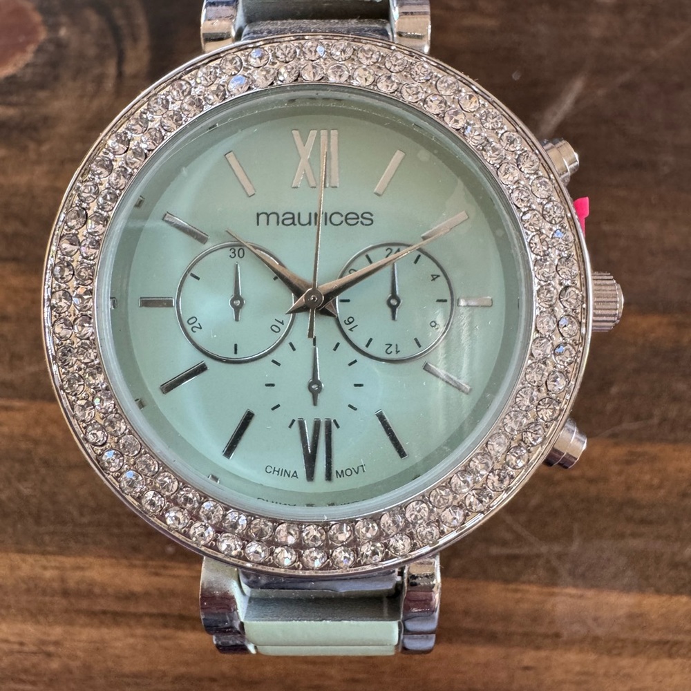 Maurices Mint and Silver Chronograph Watch